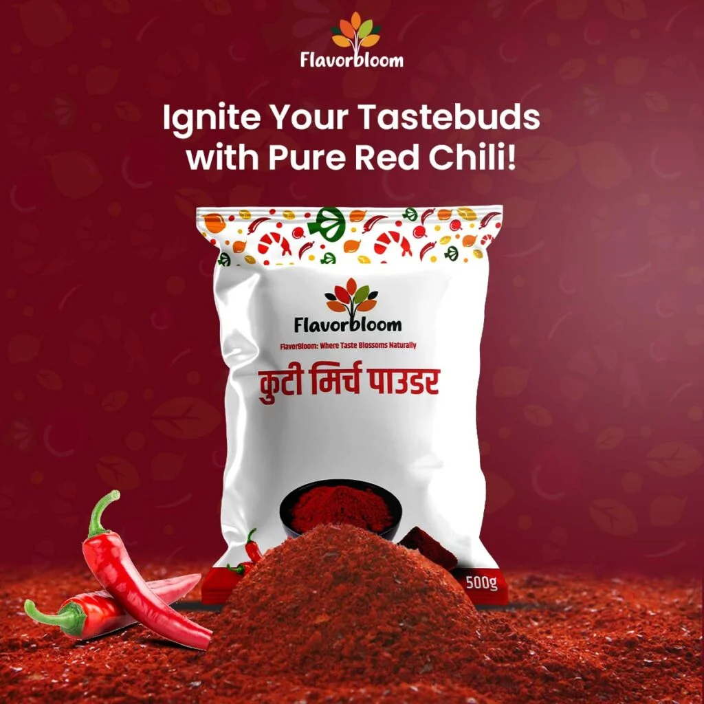 Flavorbloom – Kuti Mirch Powder Packaging Design - Creative project by Praveen Kumar