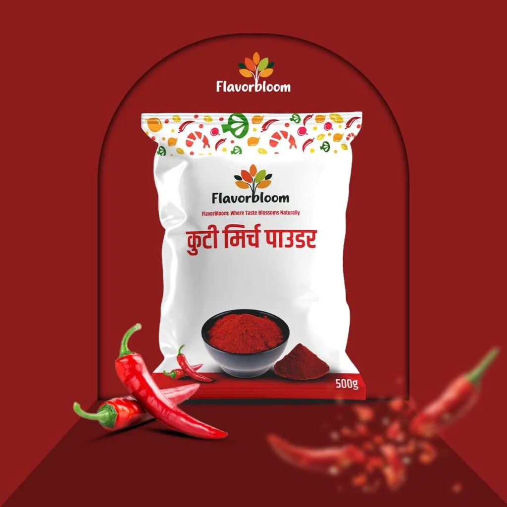 Flavorbloom – Kuti Mirch Powder Packaging Design - Image 1